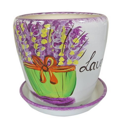 Горшок керамический Ориана-Запорожкерамика Грация №4 круглый 1,2л лаванда/бежевый 