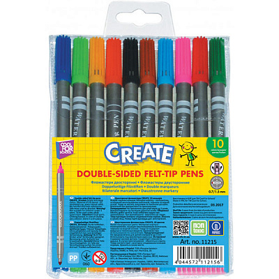 Фломастери двосторонні Create CF11215 10 шт. Cool For School