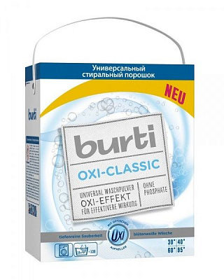 Стиральный порошок для машинной и ручной стирки Burti с Oxi-эффектом для белого и светлого белья 5,7 кг 1 шт.