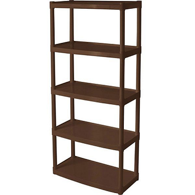Стеллаж пластиковый Алеана 5 полок 1800x820x370 мм коричневый