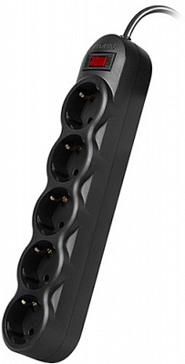 Фільтр-подовжувач Sven із заземленням 5 гн. чорний 1,8 м SF-05L 1.8м (5 розеток), black