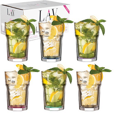 Набор стаканов высоких с цветным дном 7-041 365 мл 6 шт. S&T 