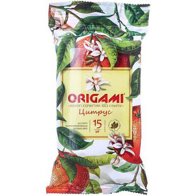Влажные салфетки Origami Цитрус 15 шт.