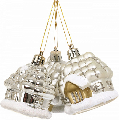 Набор елочных игрушек домик 2 цвета 7 см 3 шт./уп.