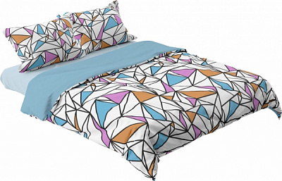 Комплект постільної білизни Мозаїка євро біло-блакитний Rigel