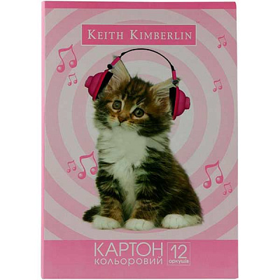 Картон цветной А4 12 листов Тікі