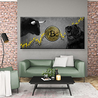 Постер Bitcoin Bulls&Bears 70x140 см Brushme 