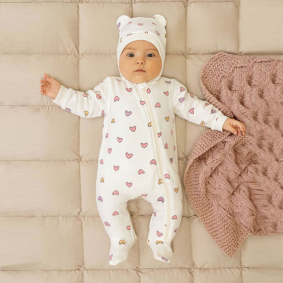 Комбинезон для девочки Blanka Сердечко р.62-68 бежевый 110865