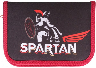 Пенал 1 отворот Spartan 99112 CLASS черный с красным