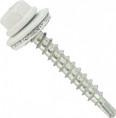 Саморіз зі свердлом по дереву для покрівлі 4.8x35 мм 100 шт білий RAL 9003 Expert Fix