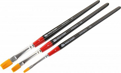 Набор кистей 3 синтетика плоская, 3 шт. ROSA 