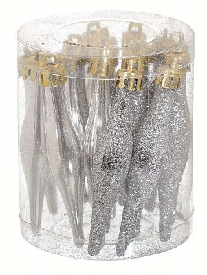 Набор новогодних украшений Сосулька серебристая B-690707 9,5 см 18 шт./уп. 