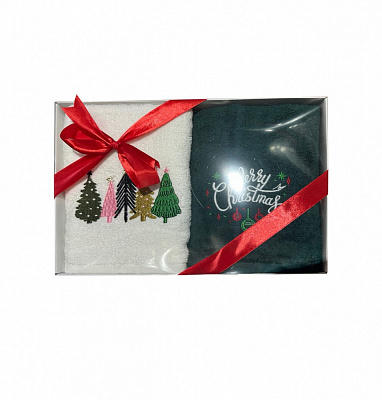 Набір рушників махрових Merry Christmas 50x90 см білий/зелений La Nuit