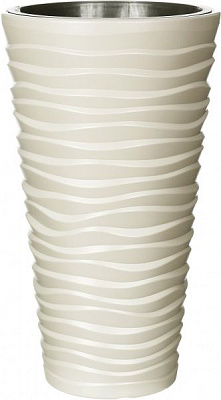 Горшок пластиковый Prosperplast Sand slim 2 в 1 круглый 37л кремовый (79620-728) 