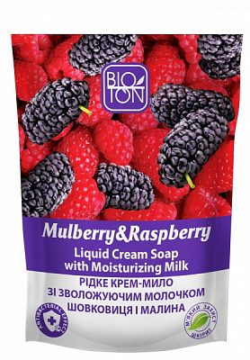 Крем-мыло Bioton Шелковица и Малина с увлажняющим молочком 450 мл
