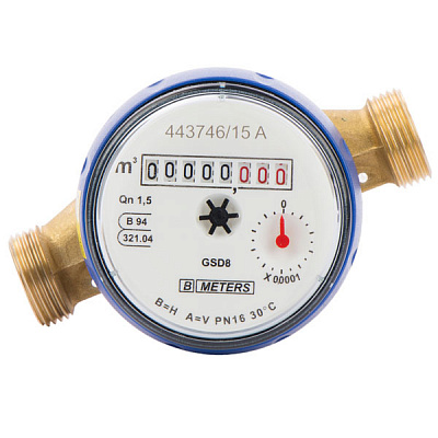 Счетчик холодной воды B-Meters со штуцерами GSD8-I ½ R100 L=110 мм