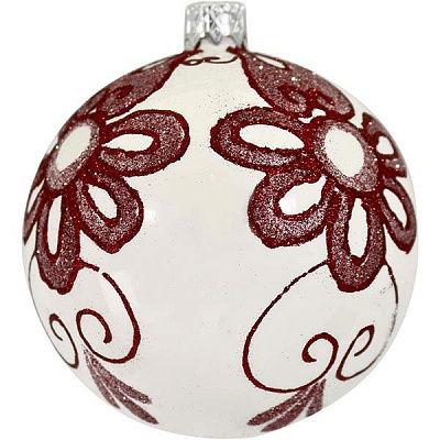 Кулька новорічна 6236-11 біла 80 мм