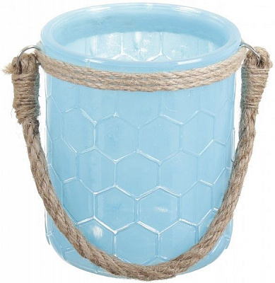 Свічник Соти з джутовою ручкою блакитний Тенденс