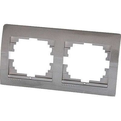 Рамка двухместная Lezard DERIY горизонтальная темно-серый металлик 702-2900-147
