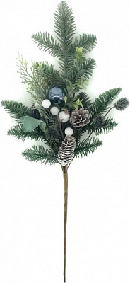 Гілочка декоративна New Star хвойний мікс з кульками та шишками 60 см A3-51172