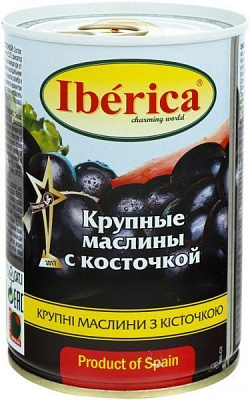 Маслини Iberica з кісточкою 420 г